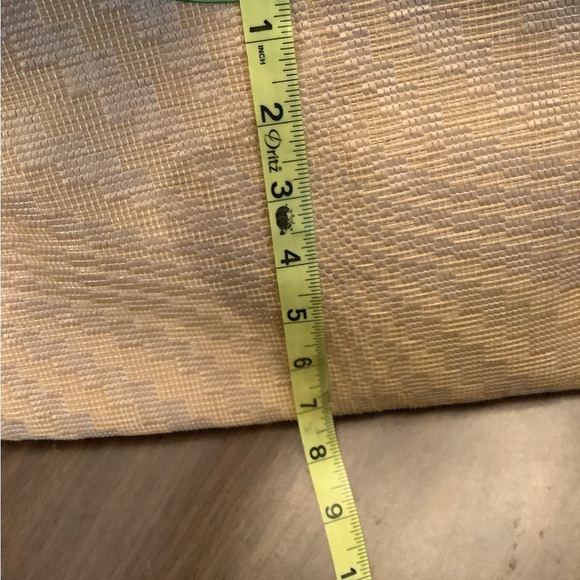 Cole Haan Triangle Tote Neutral/Kiwi Leather Genevieve Straw Hobo Bag - Picture 7 of 12